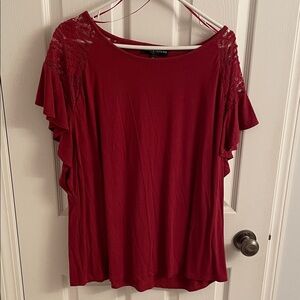 Love & Legend Red Lace Sleeve Blouse